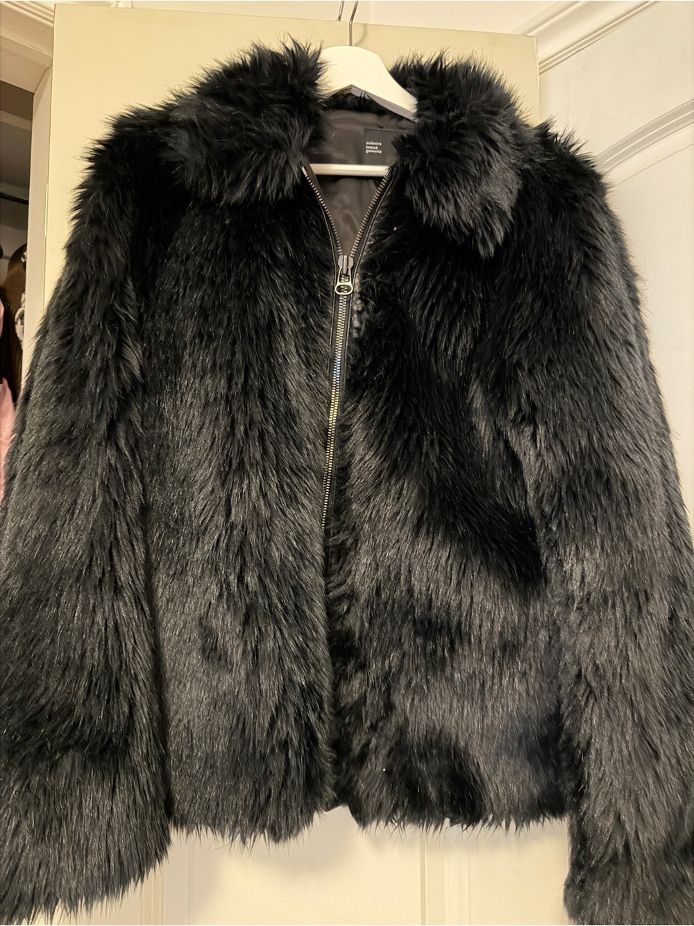 08 Sircus Black Faux Fur Zip-Front Jacket